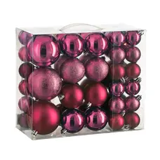 Ялинкові пластикові кульки "House of Seasons" комплект 46 шт, Ø 4/6/8 см, фуксія