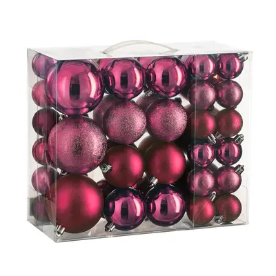 Ялинкові пластикові кульки "House of Seasons" комплект 46 шт, Ø 4/6/8 см, фуксія