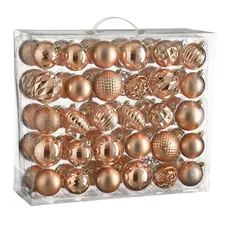 Ялинкові пластикові кульки і прикраси "House of Seasons" комплект 60 шт, Ø 7/6 см, персик