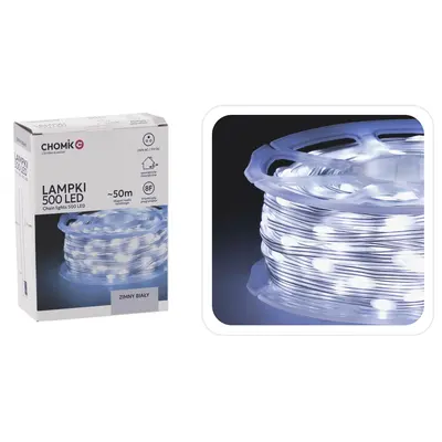Гірлянда-струна на котушці Chomik, 49,9+3 м, 500 LED холодний білий