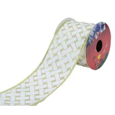 Стрічка декоративна з блискучим візерунком "Chomik" 6 см х 2,7 м, плетіння золото