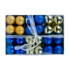 Ялинкові пластикові кульки "Jumi" комплект 48 шт, Ø 4 см, мікс синій-золотий