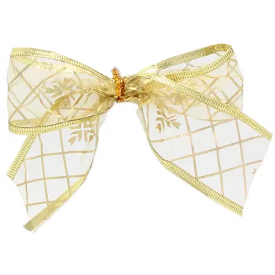 Бант декоративний органза Chomik, комплект 4 шт, 10 х 10 см, золотистий