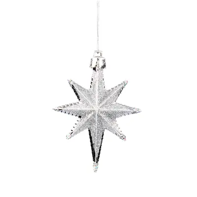 Прикраса-підвіска пластикова Chomik "Зірки" 9 см, комплект 4 шт, сріблясті