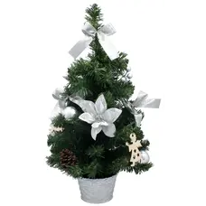 Ялинка штучна Chomik, прикрашена, сріблястий декор, 50см