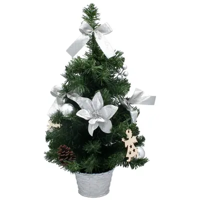 Ялинка штучна Chomik, прикрашена, сріблястий декор, 50см