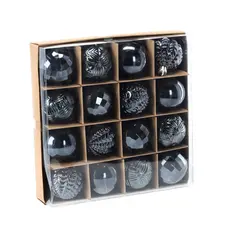 Ялинкові пластикові кульки Chomik компл. 16шт, Ø 6см, графіт