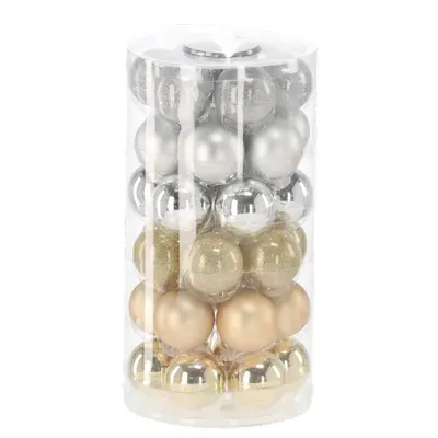 Ялинкові скляні кульки Chomik компл. 36шт, Ø 4 см, колір мікс шампань, срібний