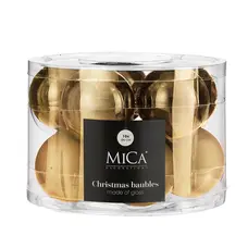 Ялинкові скляні кульки Mica Decorations компл. 10 шт, Ø 6 см, золоті