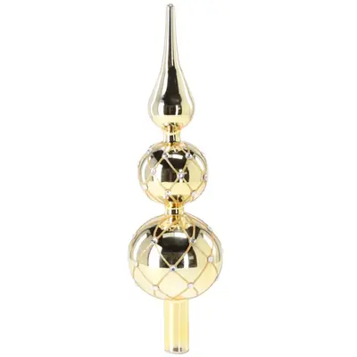 Верхівка на ялинку Chomik декорована 30 см, скло, золотиста