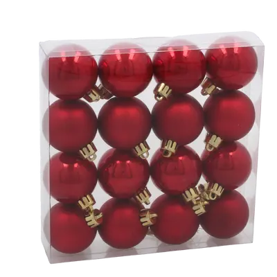 Ялинкові пластикові кульки Chomik комплект 16шт, Ø 4см, червоні