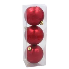 Ялинкові пластикові кульки Chomik комплект 3шт, Ø 8см, червоні