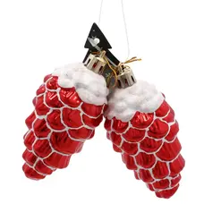 Прикраса-підвіска пластикова Chomik "Шишки" 9 см, комплект 2 шт, червоні