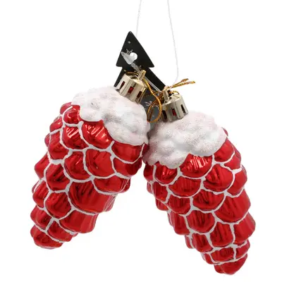 Прикраса-підвіска пластикова Chomik "Шишки" 9 см, комплект 2 шт, червоні