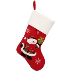 Шкарпетка новорічна декоративна Chomik 45 см, червона, Сніговик