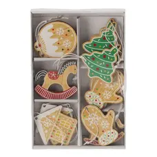 Прикраса-підвіска Chomik Новорічні атрибути, дерево, комплект 18шт, кольорові