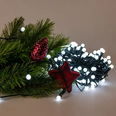Гірлянда електрична Chomik "Кульки-змійка", 200 LED, 16м, холодний білий, від мережі