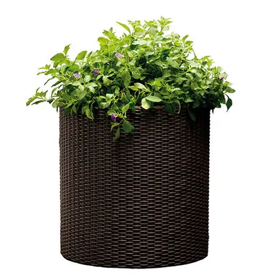 Горщик для квітів Keter 18 л. Cylinder Planter Medium, коричневий