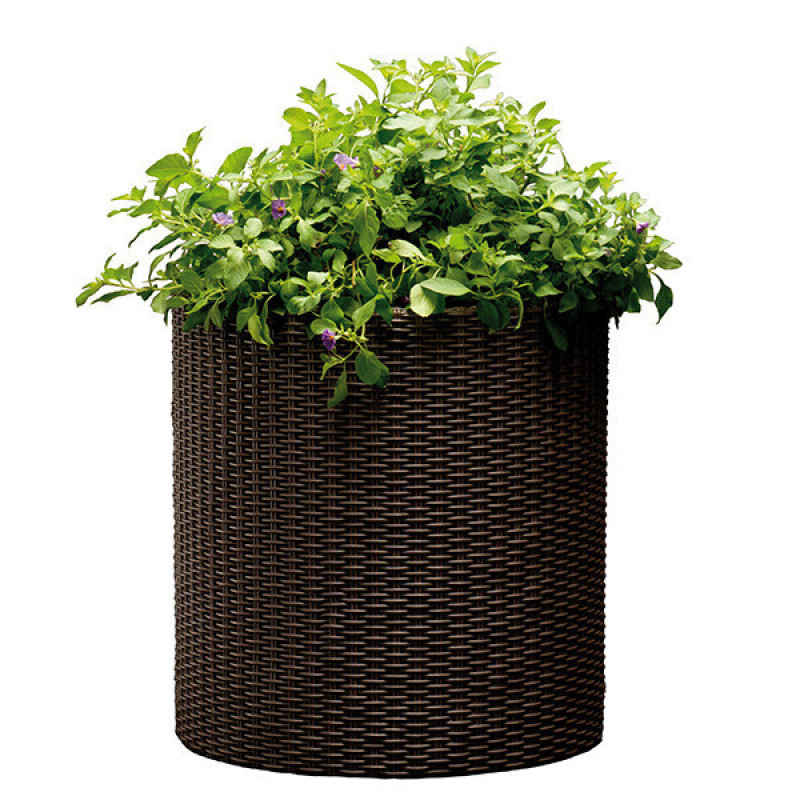 Горщик для квітів Keter 18 л. Cylinder Planter Medium, коричневий