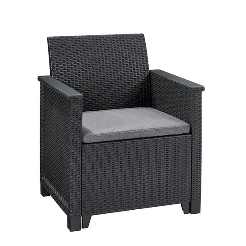 Комплект садових меблів Keter Emma balcony set, стіл-скриня, сірий Комплект садових меблів Keter Emma balcony set, стіл-скриня, сірий