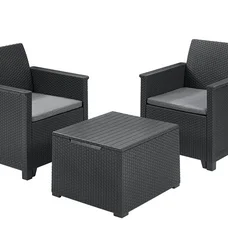 Комплект садових меблів Keter Emma balcony set, стіл-скриня, сірий