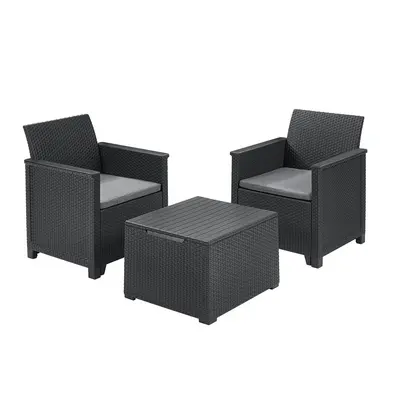 Комплект садових меблів Keter Emma balcony set, стіл-скриня, сірий Комплект садових меблів Keter Emma balcony set, стіл-скриня, сірий