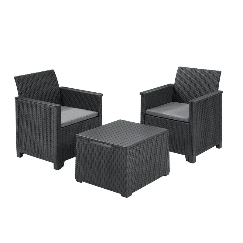 Комплект садових меблів Keter Emma balcony set, стіл-скриня, сірий Комплект садових меблів Keter Emma balcony set, стіл-скриня, сірий