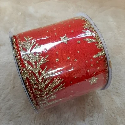 Стрічка декоративна 6см x 2,7м, поліестер, принт дерево, "House of Seasons"