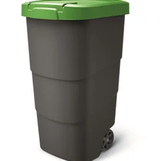Бак для сміття Prosperplast Wheeler 110 л, антрацит, зелена кришка