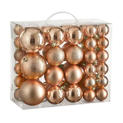 Ялинкові пластикові кульки "House of Seasons" комплект 46 шт, Ø 4/6/8 см, персик