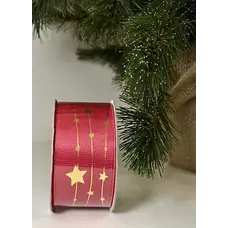 Стрічка декоративна з візерунком "Зірки" Chomik 2,7 м, висота 3,8 см, червона