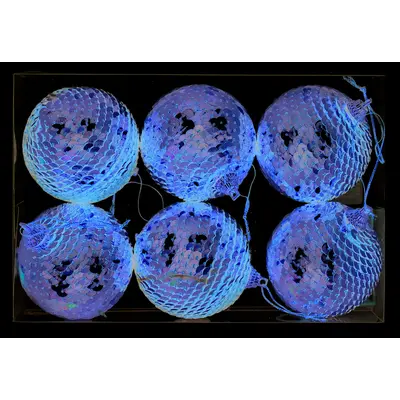 Ялинкові пластикові кульки Jumi комплект 6 шт, Ø 6 см, золоті паєтки