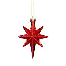 Прикраса-підвіска пластикова "Зірки" 9 см, комплект 4 шт, червоні