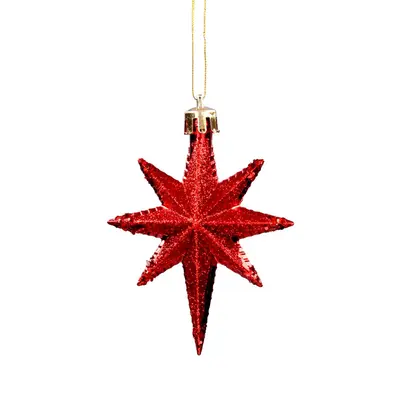 Прикраса-підвіска пластикова "Зірки" 9 см, комплект 4 шт, червоні