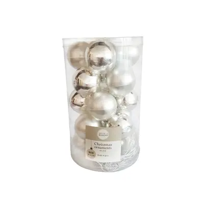 Ялинкові скляні кульки House of Seasons, комплект 20 шт, Ø 4 см, срібні