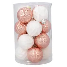 Ялинкові пластикові кульки Chomik компл. 16шт, Ø 4см, рожеві і біли