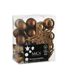 Ялинкові пластикові кульки і прикраси Mica Decorations компл. 40 шт, Ø 8/7/6 см, шоколад
