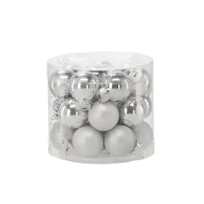 Ялинкові скляні кульки Chomik комплект 24 шт, Ø 2,5 см, срібні
