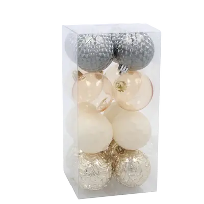 Ялинкові пластикові кульки Chomik комплект 16шт, Ø 6см, мікс кольорів