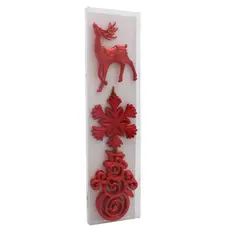 Прикраса-підвіска пластикова Chomik "Олень, сніжинка, сніговик", комплект 3 шт, червоні