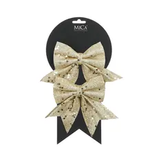 Бант декоративний золотистий Mica Decorations 13 см, 2 шт