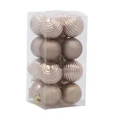 Ялинкові пластикові кульки Chomik компл. 16шт, Ø 3 см, шампань