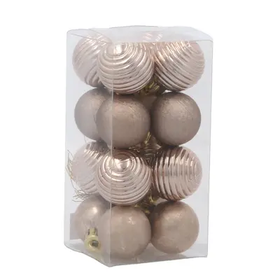 Ялинкові пластикові кульки Chomik компл. 16шт, Ø 3 см, шампань