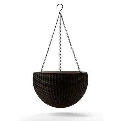 Горщик для рослин Keter Rattan hanging sphere з ланцюжками підвісний, темно-коричневий, 8,6 л Горщик для рослин Keter Rattan hanging sphere з ланцюжками підвісний, темно-коричневий, 8,6 л