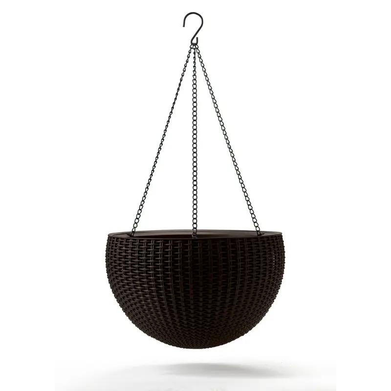 Горщик для рослин Keter Rattan hanging sphere з ланцюжками підвісний, темно-коричневий, 8,6 л