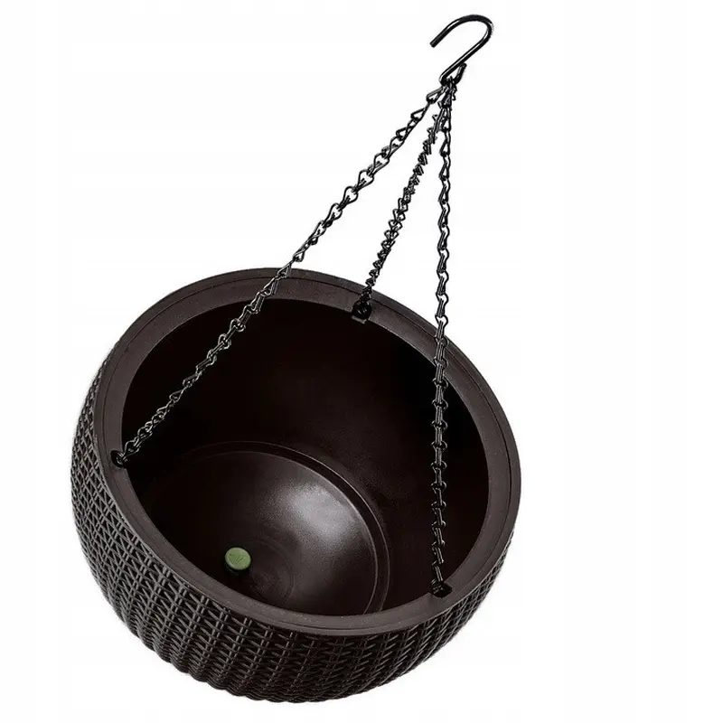 Горщик для рослин Keter Rattan hanging sphere з ланцюжками підвісний, темно-коричневий, 8,6 л Горщик для рослин Keter Rattan hanging sphere з ланцюжками підвісний, темно-коричневий, 8,6 л