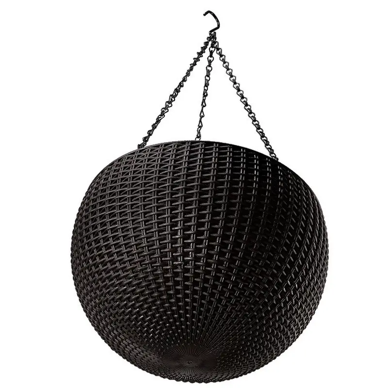 Горщик для рослин Keter Rattan hanging sphere з ланцюжками підвісний, темно-коричневий, 8,6 л Горщик для рослин Keter Rattan hanging sphere з ланцюжками підвісний, темно-коричневий, 8,6 л