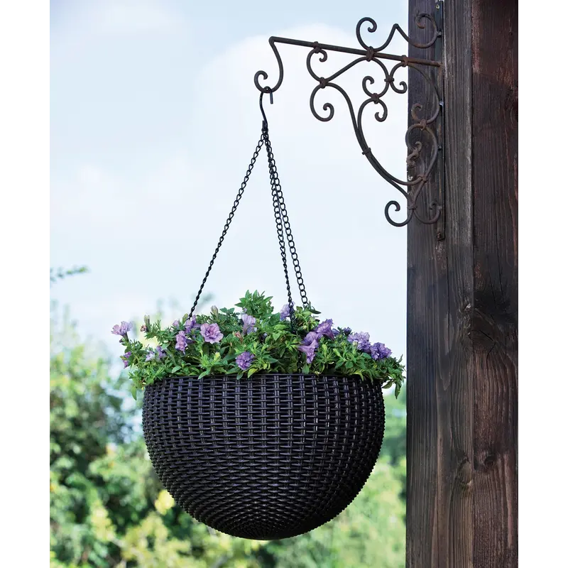 Горщик для рослин Keter Rattan hanging sphere з ланцюжками підвісний, темно-коричневий, 8,6 л Горщик для рослин Keter Rattan hanging sphere з ланцюжками підвісний, темно-коричневий, 8,6 л