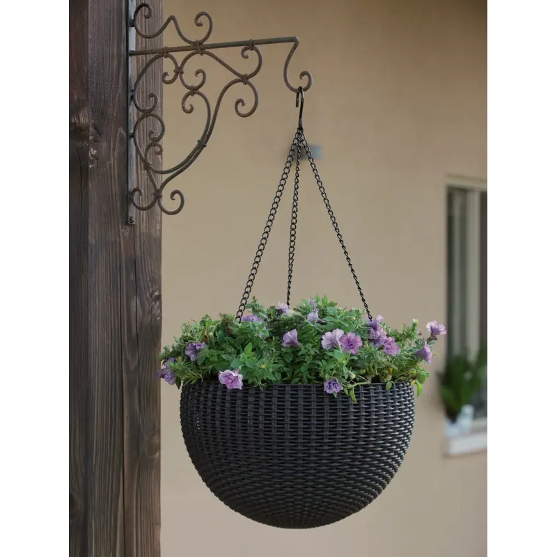Горщик для рослин Keter Rattan hanging sphere з ланцюжками підвісний, темно-коричневий, 8,6 л Горщик для рослин Keter Rattan hanging sphere з ланцюжками підвісний, темно-коричневий, 8,6 л