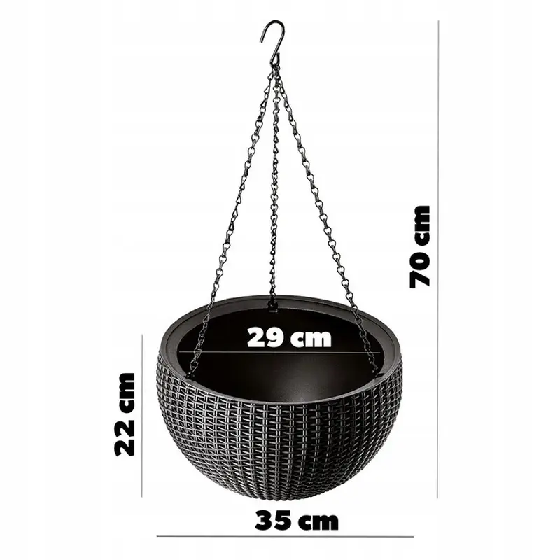 Горщик для рослин Keter Rattan hanging sphere з ланцюжками підвісний, темно-коричневий, 8,6 л Горщик для рослин Keter Rattan hanging sphere з ланцюжками підвісний, темно-коричневий, 8,6 л